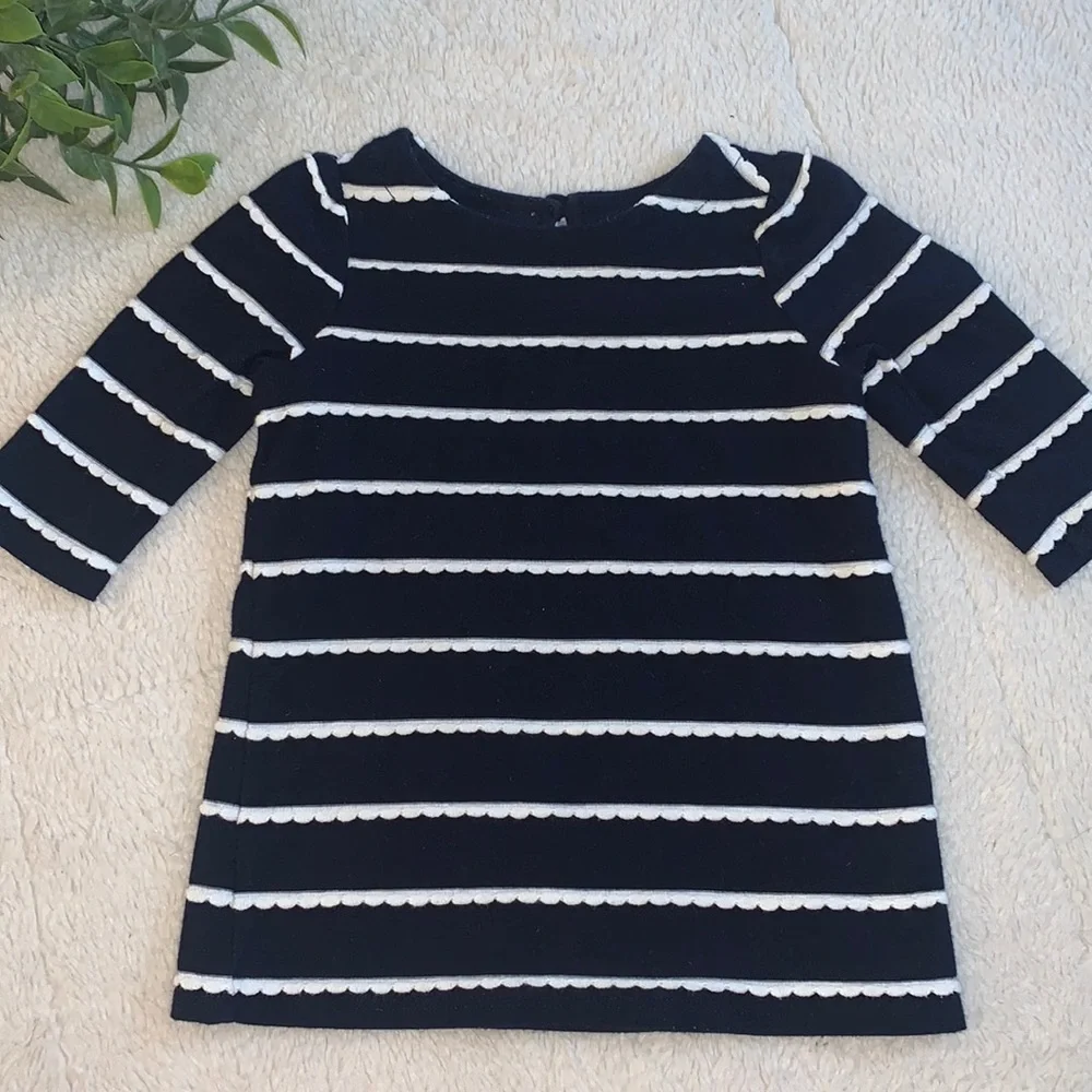 Gap Baby Girl 3-6M Navy & White Stripe Dress EUC